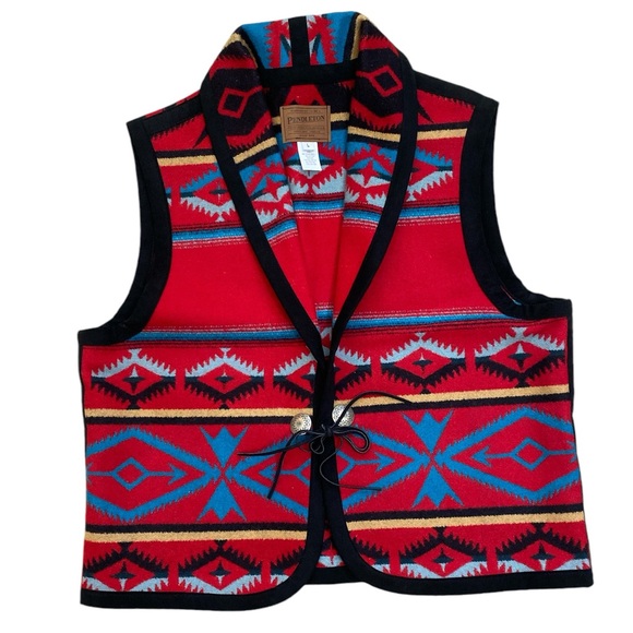 Pendleton southwest aztec print wool blanket vest - Picture 2 of 7